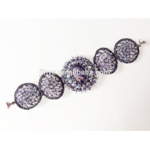 Vintage Chunky Hand Crochet Gemstone Bangle Bracelet